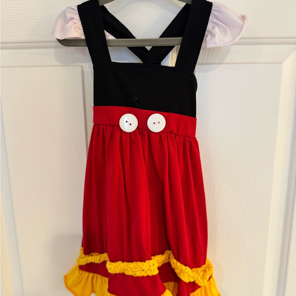 Casual Red and Yellow Dress with Playful Ruffle Trim - Mickey inspired!